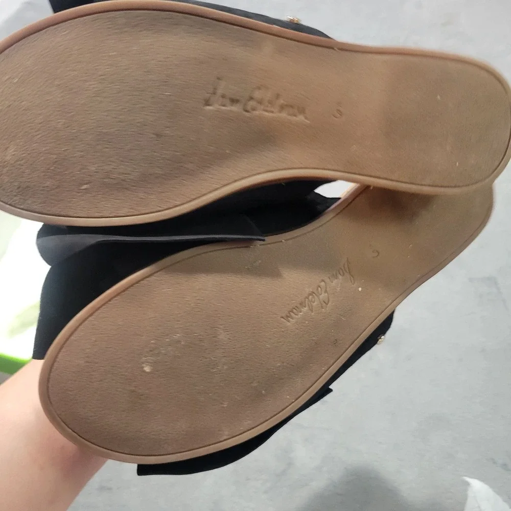 Sam Edelman Henna Sandals Womens 6.5‎ Black Suede Bow Slide Cork Flat E9932L2001